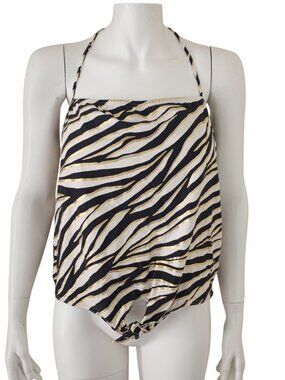 Michael Michael Kors Tankini Halter Top Zebra Print & Gold Shimmer
